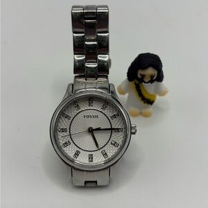 Fossil Woman’s Stainless Steel Watch with Silver Tone New battery installed